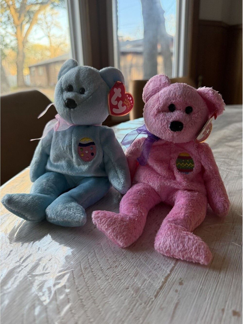 Easter Eggs The Pink Bear & Eggs ll The Blue Bear Ty Beanie Baby Set